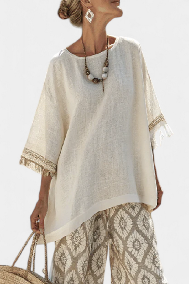 Souprava Boho Chic Daisy: Dlouhá blůza a potištěné kalhoty pro jedinečný styl