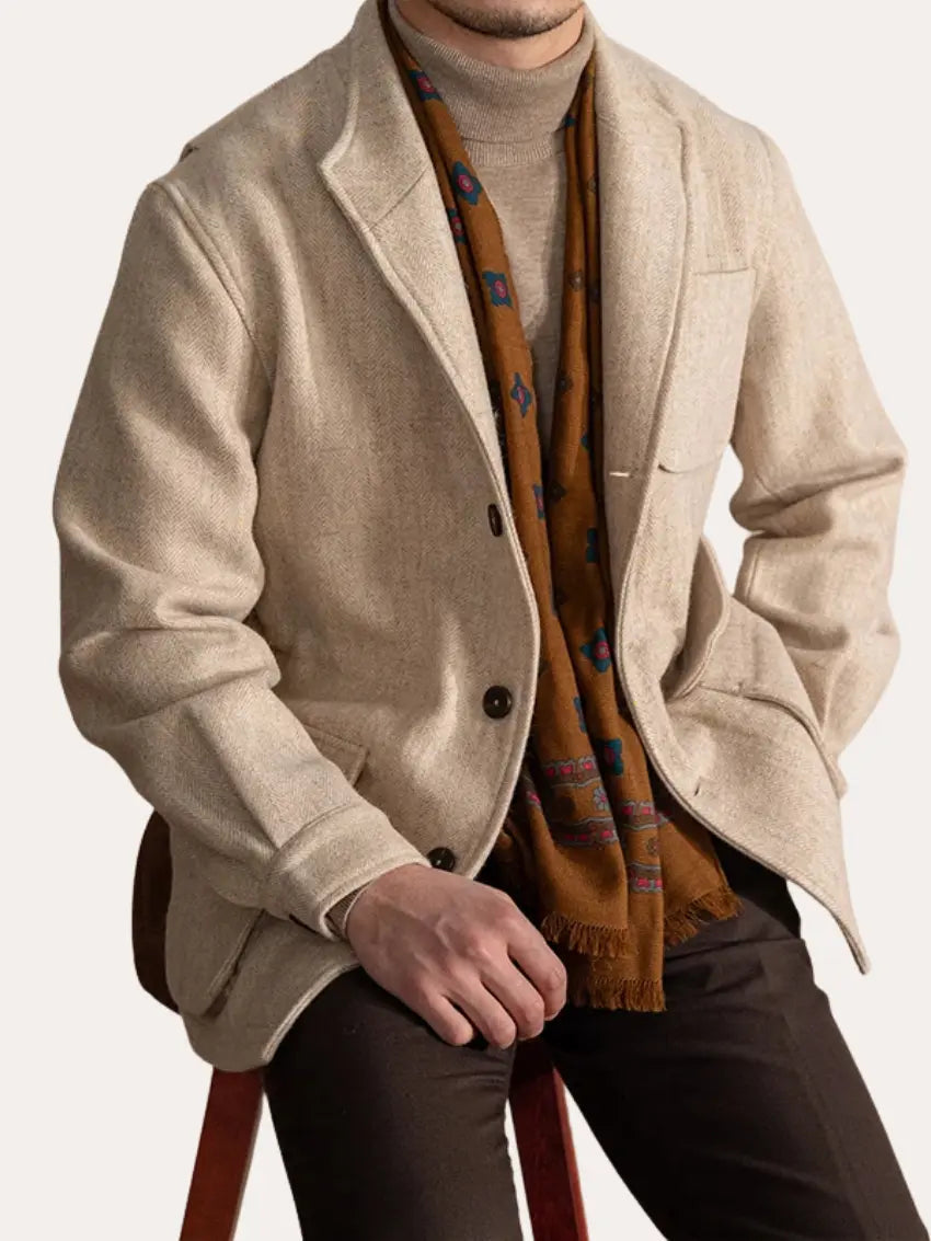 Beige Vlněná Bunda