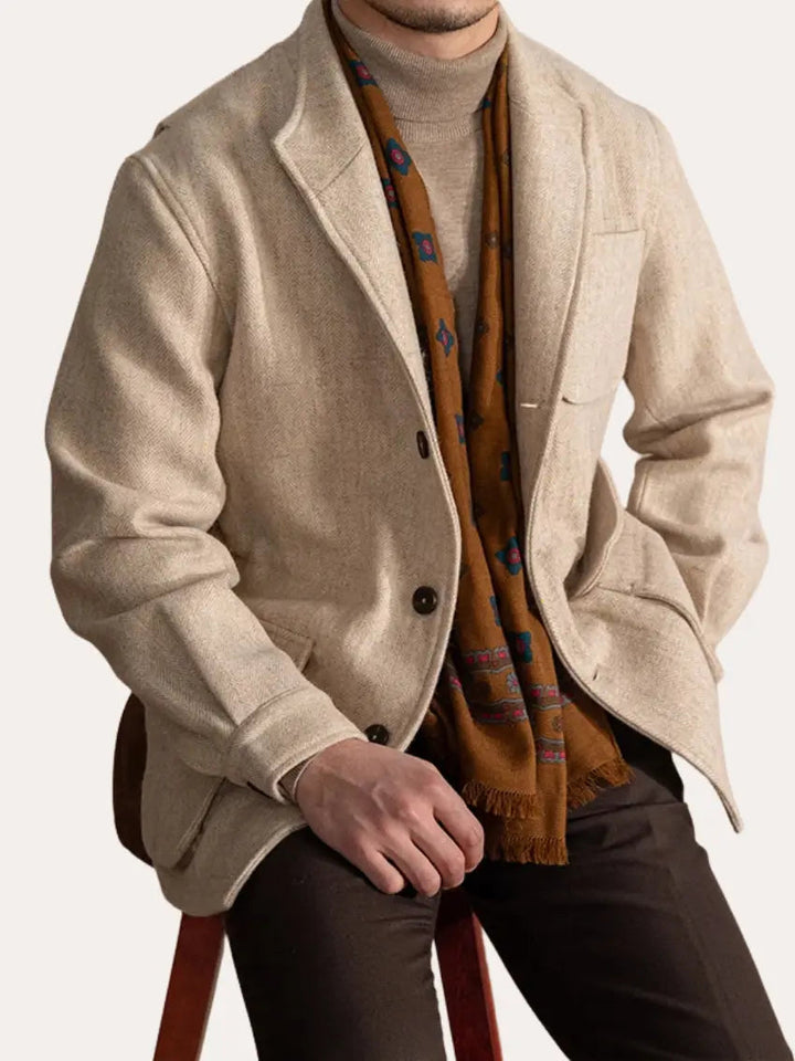 Beige Vlněná Bunda
